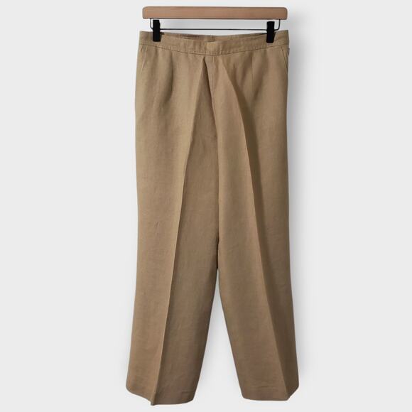 Talbots Pants - Talbots Petites Irish Linen Trouser Pants Beige Tan Sz 8P Straight Leg Career